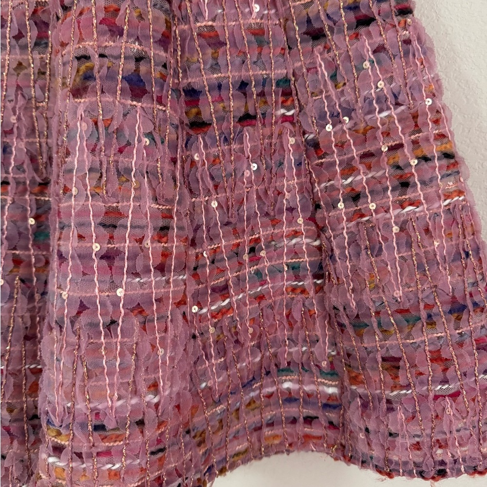 For Love & Lemons Plaid Pink Multi Mini Dress Celine Tweed Chain (S) Like New - Picture 9 of 13